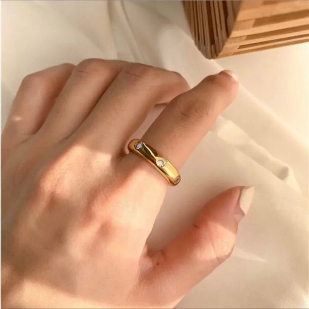 18K Gold Plated Diamond CZ Space Apart Band Ring